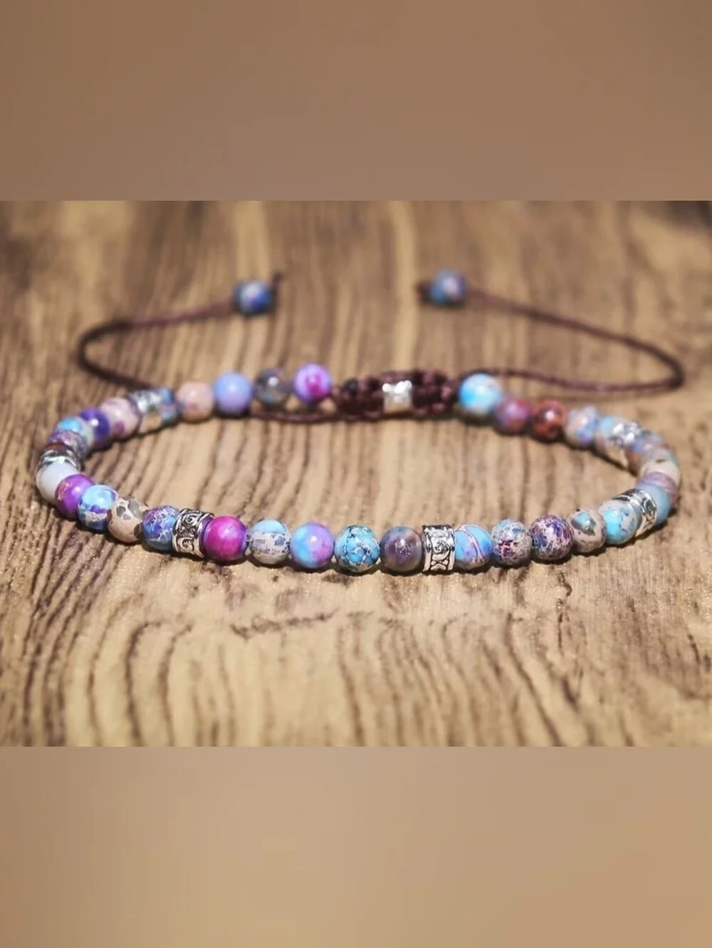 💜💜NEW💜💜 PRETTY!! Natural Galaxy Sea Sediment Stone Adjustable Bracelet